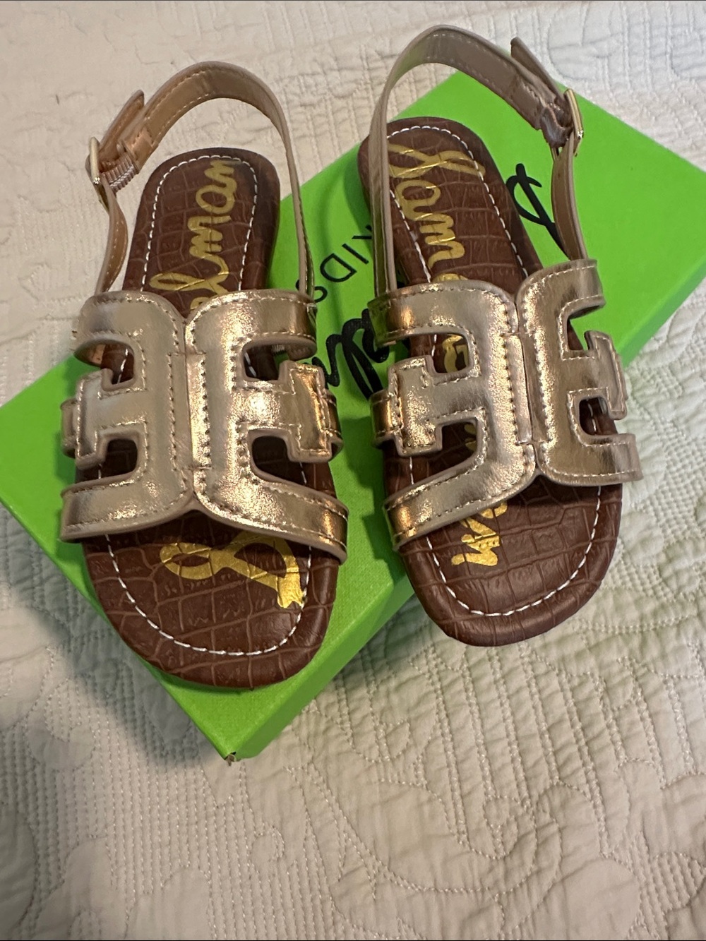 NWT Sam Edelman Rose Gold  Bella Slingback girl's Sandals size 13